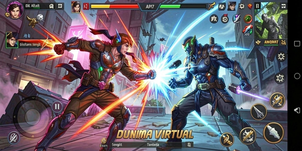 Screenshot API77 menampilkan aksi pertarungan yang intens dan grafis yang menakjubkan.