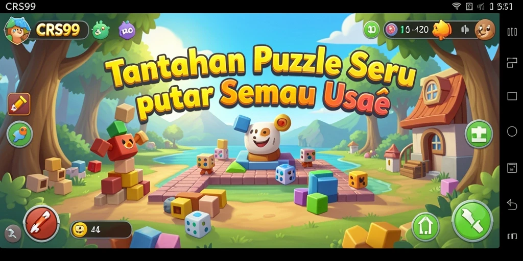 Tampilan gameplay seru di CRS99 dengan warna-warni menarik.