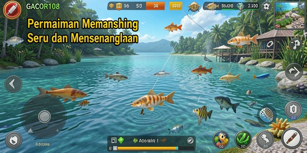 Screenshot GACOR108 menampilkan gameplay memancing yang menarik dan interaktif.
