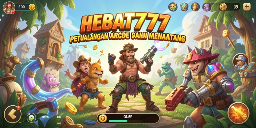 Tampilan seru gameplay HEBAT777 dalam dunia Arcade penuh warna.