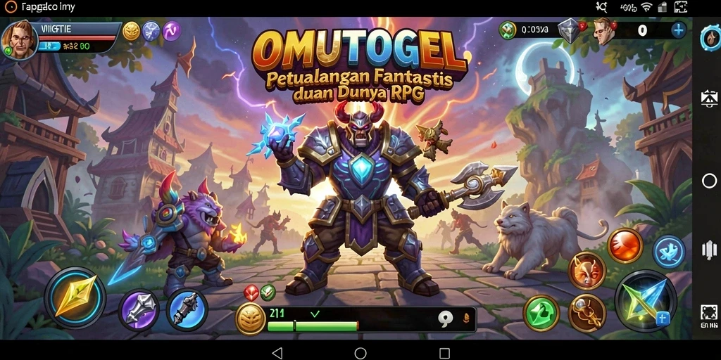 Tampilan menakjubkan dari gameplay RPG OMUTOGEL saat bertarung melawan monster.