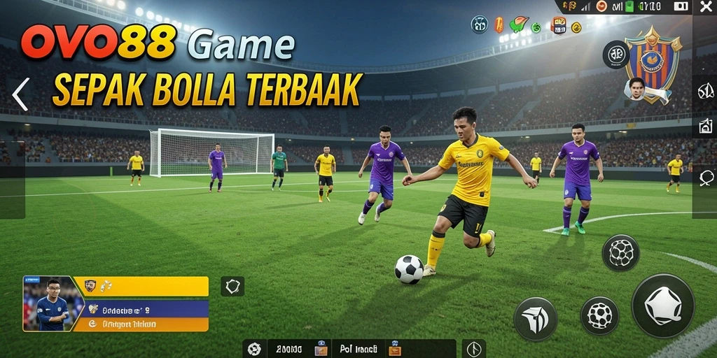 Tampilan gameplay OVO88 dengan aksi sepak bola yang seru.