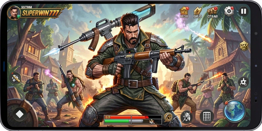 Tangkapan layar SUPERWIN777 menunjukkan aksi mendebarkan dari gameplay.